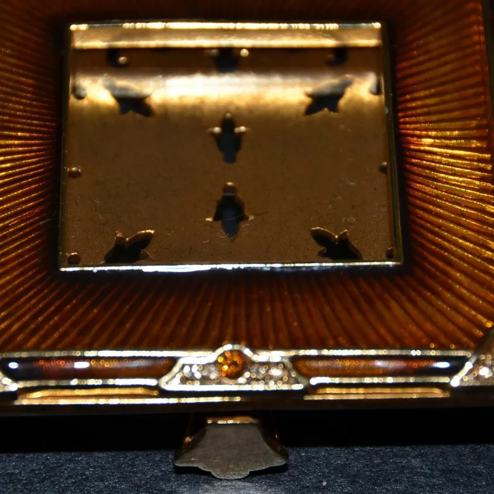 RARE JAY STRONGWATER FALL AUTUMN ALDEN SUNBURST ART DECO CRYSTAL ENAMEL FRAME